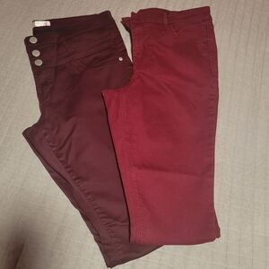 Women's Red and Maroon Jeans